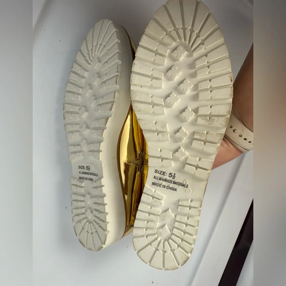 Gold Star Platform Loafers